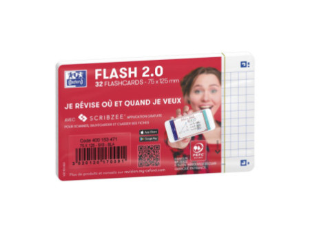 Oxford Fiches bristol FLASH 2.0, A7, quadrillé, blanc