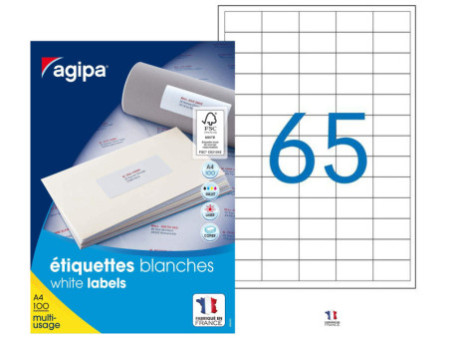 agipa Etiquette universelle, 38 x 21,2 mm, coins droits