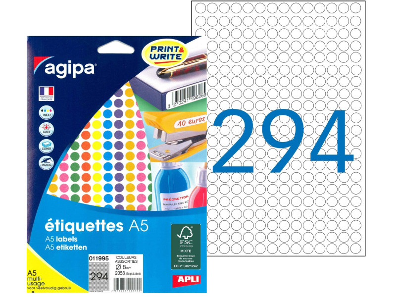 agipa Pastille de couleur, diamètre: 8 mm, rond, assorti
