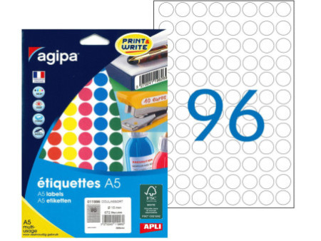 agipa Pastille de couleur, diamètre: 15 mm, rond, assorti