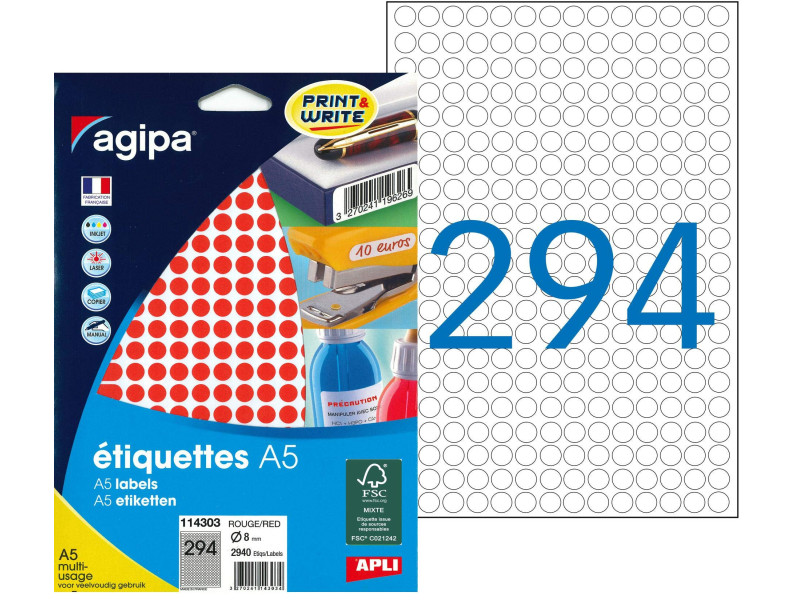 agipa Pastille de couleur, diamètre: 8 mm, rond, rouge