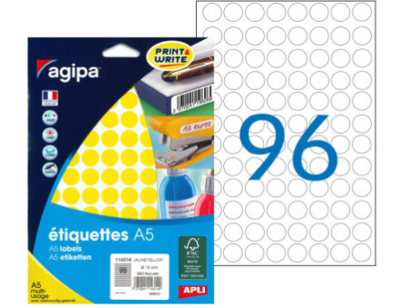 agipa Pastille de couleur, diamètre: 15 mm, rond, jaune