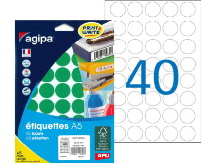 agipa Pastille de couleur, diamètre: 24 mm, rond, vert
