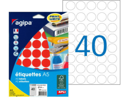 agipa Pastille de couleur, diamètre: 24 mm, rond, rouge