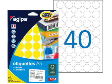agipa Pastille de couleur, diamètre: 24 mm, rond, jaune