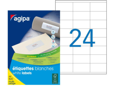 agipa Etiquette universelle, 70 x 35 mm, blanc