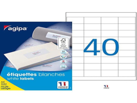 agipa Etiquette universelle, 48,5 x 25,4 mm, coins droits