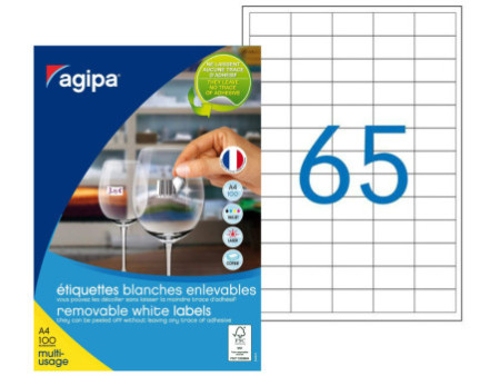 agipa Etiquette universelle, 38 x 21,2 mm, blanc