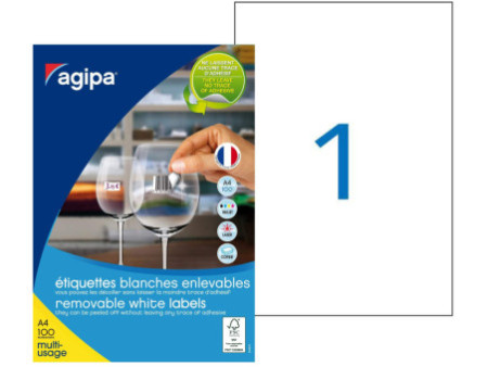 agipa Etiquette universelle, 210 x 297 mm, blanc