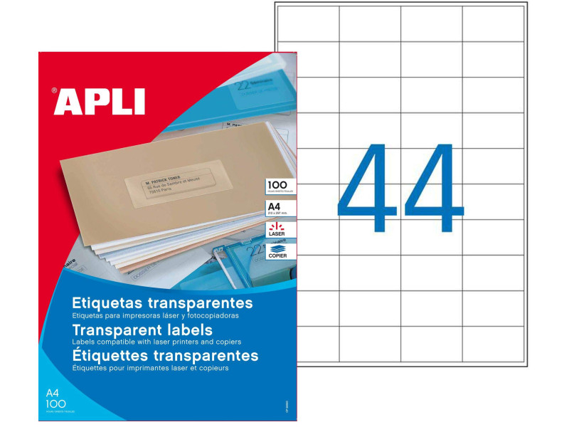 APLI Etiquettes translucides, 48,5 x 25,4 mm