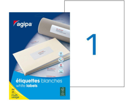 agipa Etiquette multi-usage, 210 x 297 mm, blanc