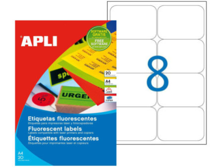 APLI Etiquette d'adresse, 99,1 x 67,7 mm, jaune fluo