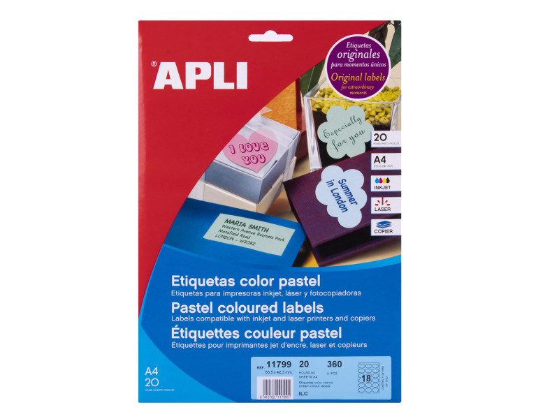 APLI Etiquette universelle ovale, 63,5 x 42,3 mm, crème