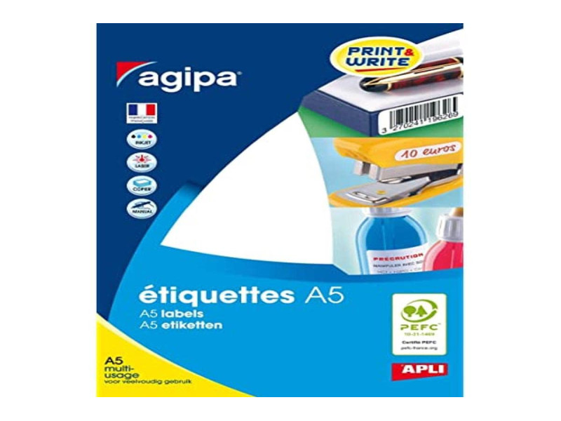 agipa Etiquette universelle, diamètre: 45 mm, rond, blanc