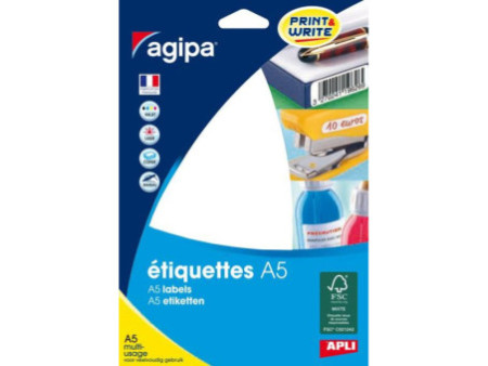agipa Etiquette universelle, 24 x 24 mm, blanc