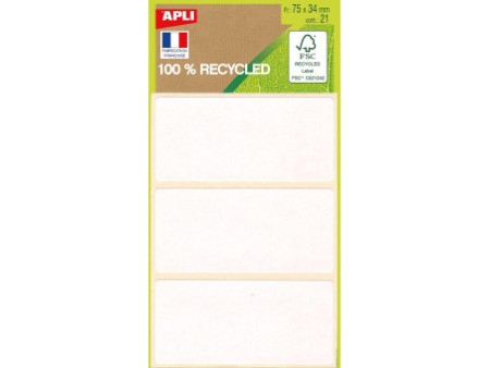 APLI Etiquette multi-usage, 34 x 75 mm, 100% recyclé, blanc