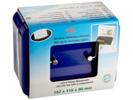 WEDO Caisse avec clip, (L)152 x (P)115 x (H)80 mm, bleu