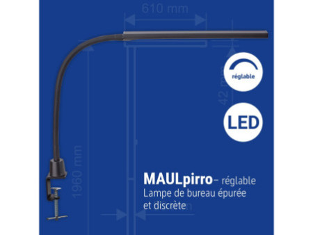 MAUL Lampe de bureau à LED MAULpirro, avec pince, noir