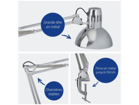 MAUL Lampe de bureau MAULstudy chrome, sans ampoule