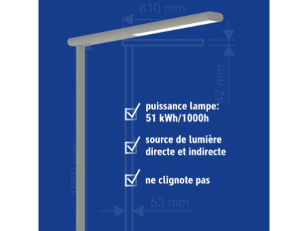 MAUL Lampadaire à LED MAULjet, argent