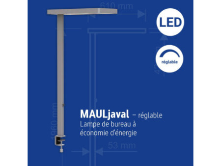 MAUL Lampadaire à LED version bureau MAULjaval, argent