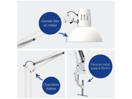 MAUL Lampe de bureau MAULstudy, avec pince, blanc
