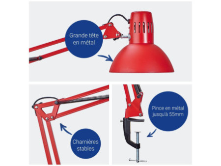 MAUL Lampe de bureau MAULstudy, avec pince, rouge