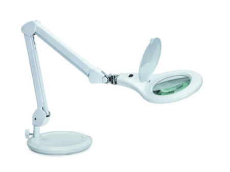 MAUL Lampe loupe à LED MAULmakro, socle, blanc