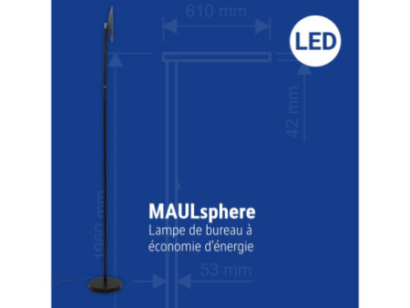MAUL Lampadaire à LED MAULsphere, noir mat