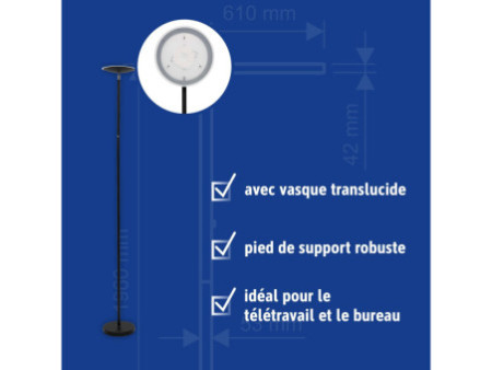 MAUL Lampadaire à LED MAULsphere, noir mat