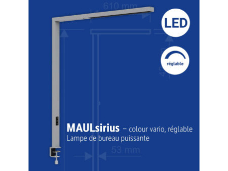 MAUL Lampadaire de bureau à LED MAULsirius sensor, pince
