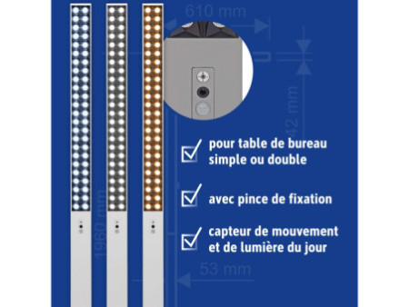 MAUL Lampadaire de bureau à LED MAULsirius sensor, pince
