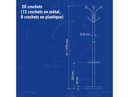 MAUL Portemanteau MAULnubis, hauteur: 1.760 mm, argent