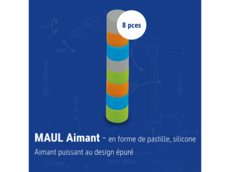 MAUL Aimant en forme de pastille, silicone, 12 mm
