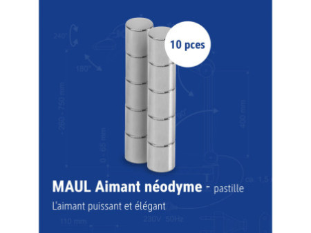 MAUL Aimant néodyme en forme de pastille, 5 mm, argent