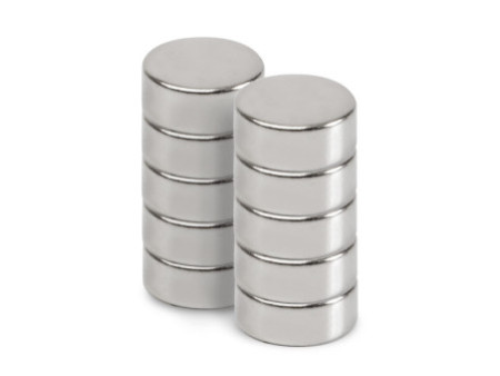 MAUL Aimant néodyme en forme de pastille, 8 mm, argent
