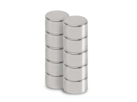 MAUL Aimant néodyme en forme de pastille, 8 mm, argent