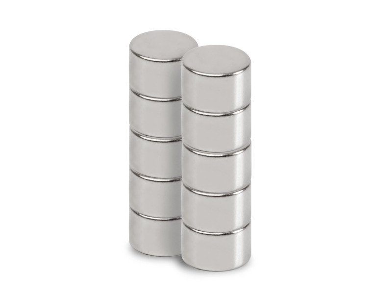 MAUL Aimant néodyme en forme de pastille, 8 mm, argent