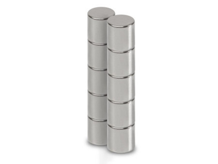 MAUL Aimant néodyme en forme de pastille, 8 mm, argent