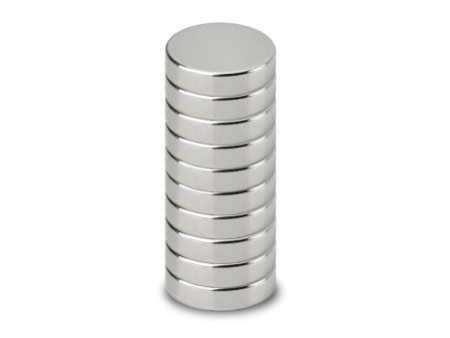 MAUL Aimant néodyme en forme de pastille, 12 mm, argent