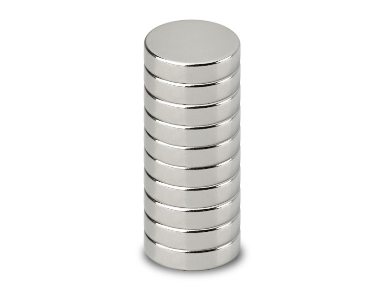 MAUL Aimant néodyme en forme de pastille, 12 mm, argent