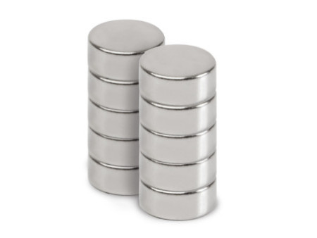 MAUL Aimant néodyme en forme de pastille, 12 mm, argent