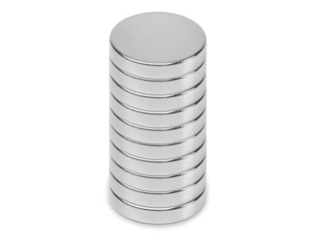 MAUL Aimant néodyme en forme de pastille, 15 mm, argent