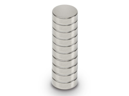 MAUL Aimant néodyme en forme de pastille, 15 mm, argent