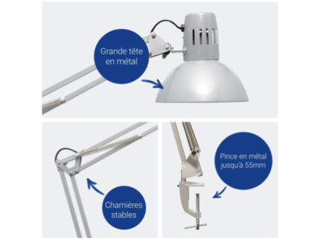 MAUL Lampe de bureau à LED MAULstudy, avec pince, argent