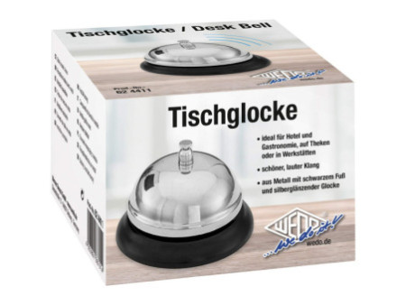 WEDO Cloche de table, sonnette en métal, socle noir