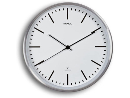 MAUL Horloge murale/horloge radio pilotée MAULfly, blanc