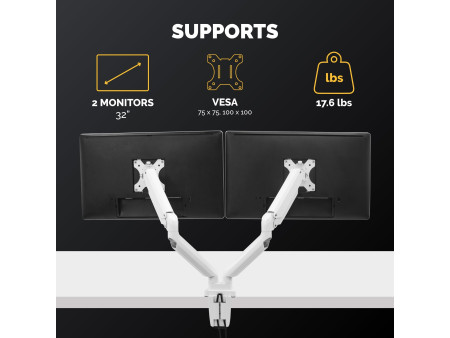 Fellowes Bras porte-écrans double Platinum Series, blanc
