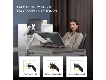 Fellowes Bras porte-écrans double Platinum Series, blanc