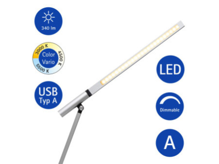 MAUL Lampe de bureau LED MAULrubia colour vario, argent/noir